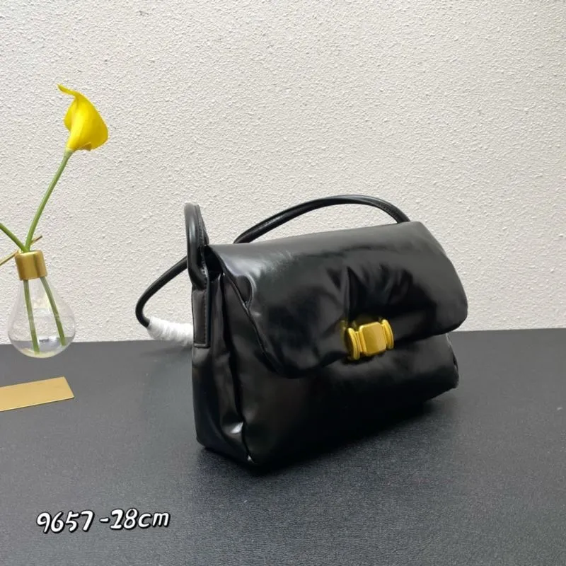 Alternative view of BV Black Leather Satchel Bag 9657 28cm