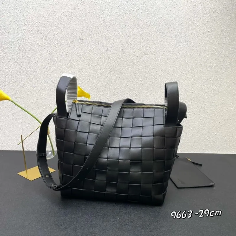 BV Black Woven Leather Satchel Bag 9663 29cm