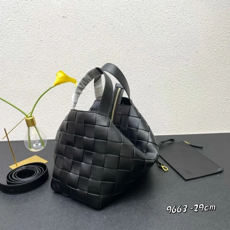 Alternative view of BV Black Woven Leather Satchel Bag 9663 29cm