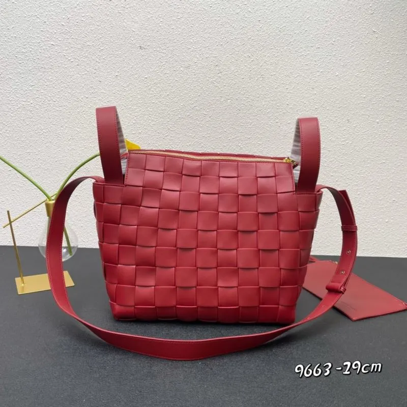 BV Red Woven Satchel Bag 9663 29cm