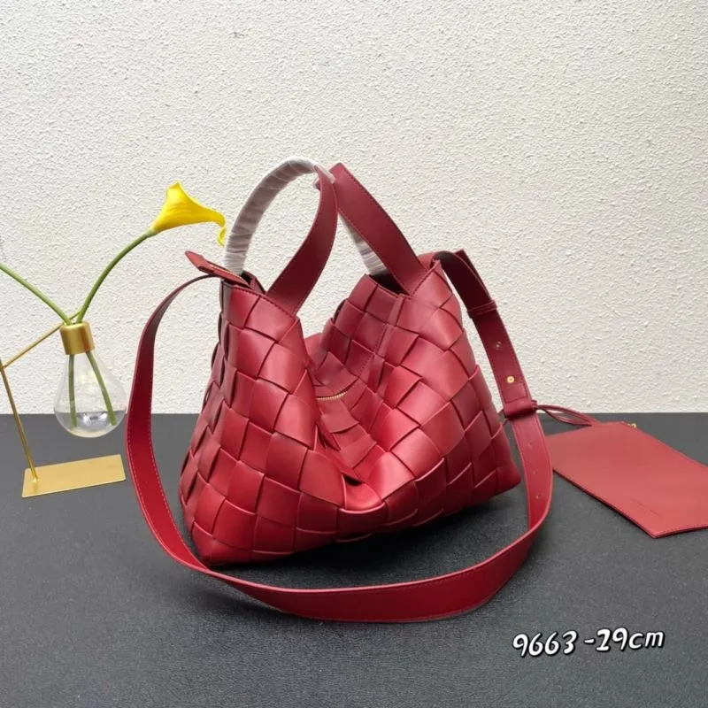 Alternative view of BV Red Woven Satchel Bag 9663 29cm