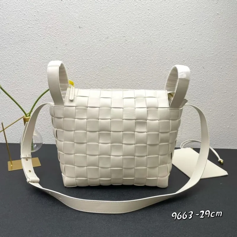 BV Cream Woven Satchel Crossbody Bag 9663 29cm