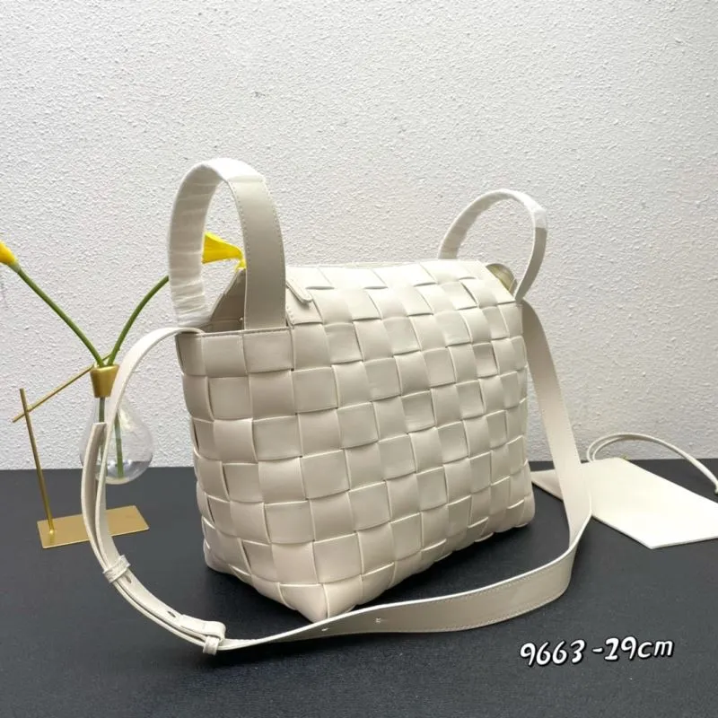 Alternative view of BV Cream Woven Satchel Crossbody Bag 9663 29cm