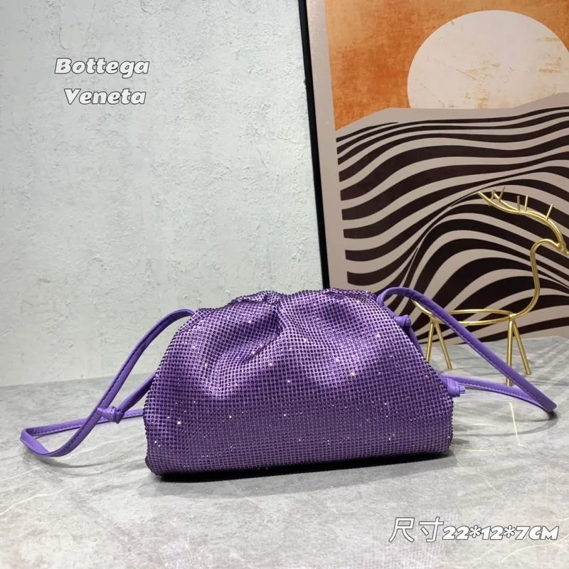 Bottega Veneta Purple Rhinestone Crossbody Satchel Bag