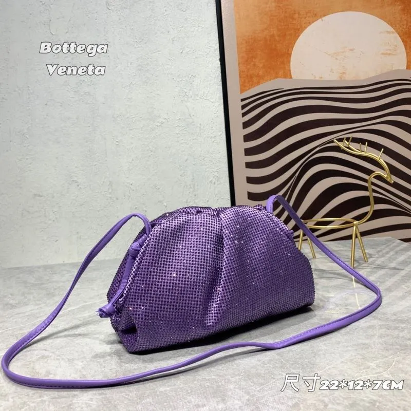 Alternative view of Bottega Veneta Purple Rhinestone Crossbody Satchel Bag