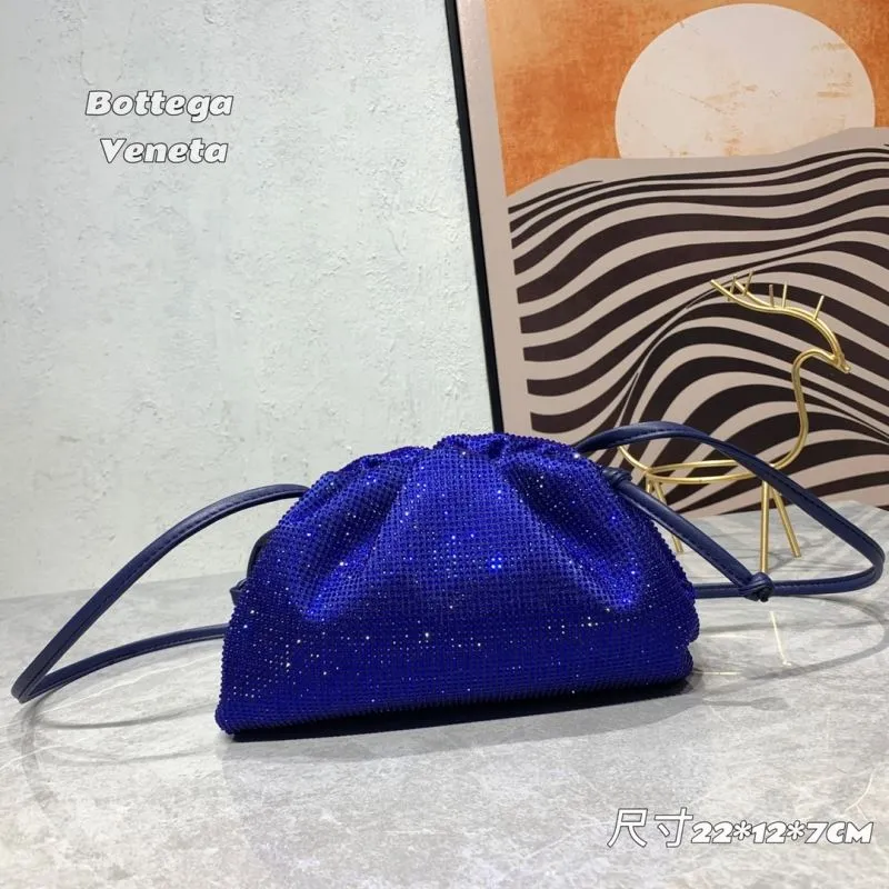 Bottega Veneta Blue Crystal Satchel Crossbody Bag