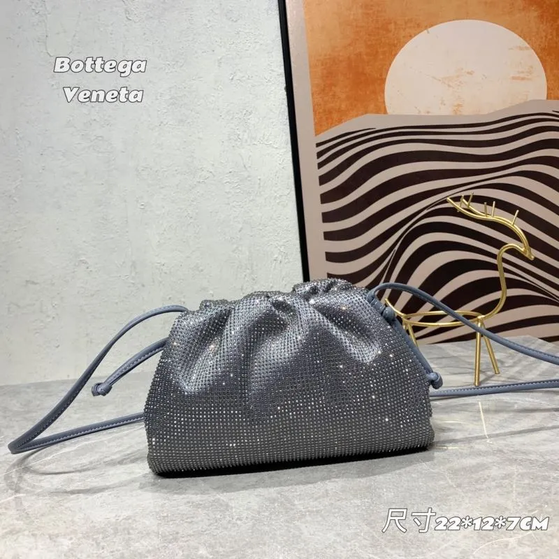 Bottega Veneta Silver Crossbody Satchel Bag 282