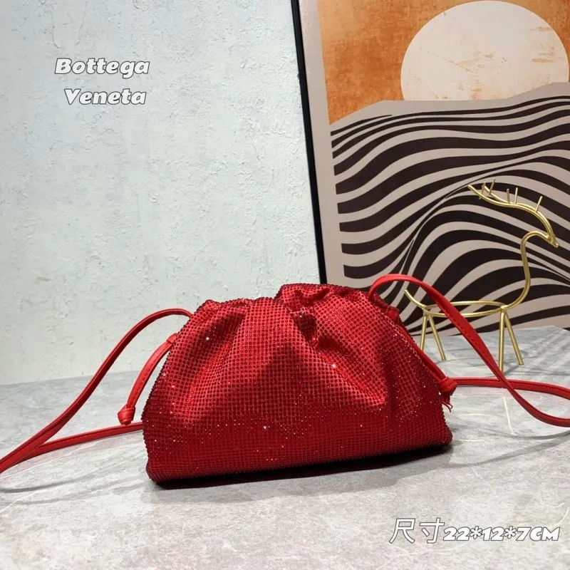 Bottega Veneta Red Crystal Satchel Crossbody Bag