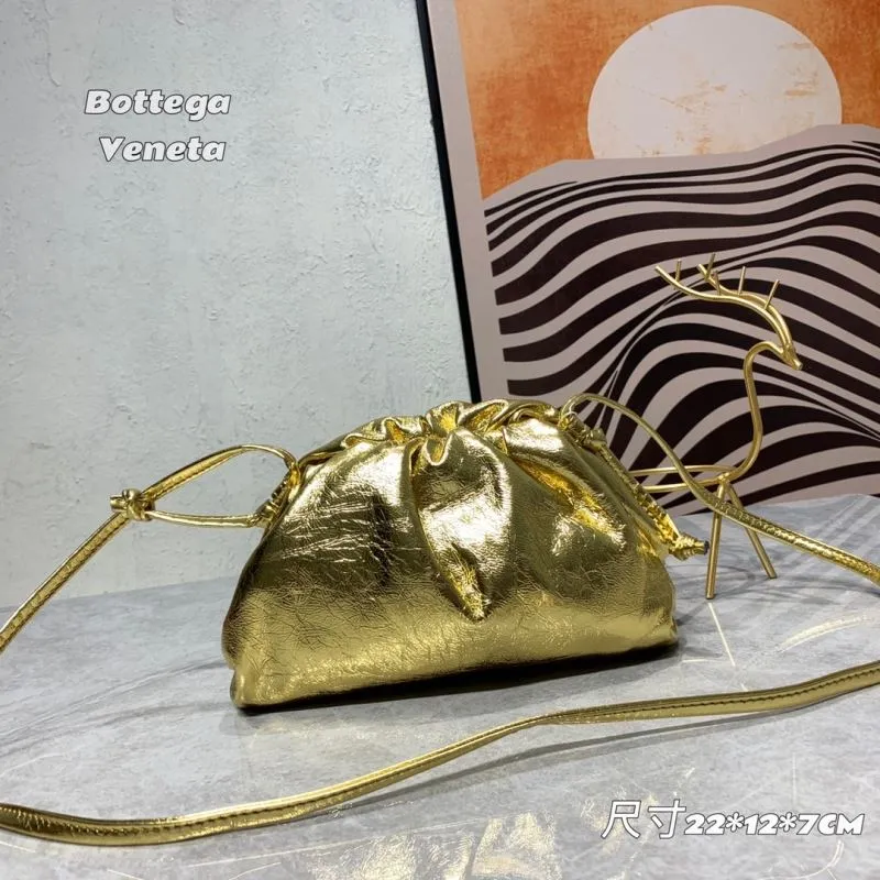 Bottega Veneta Gold Crossbody Satchel Bag