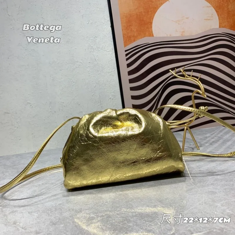 Bottega Veneta Gold Crossbody Satchel Bag - Image 3