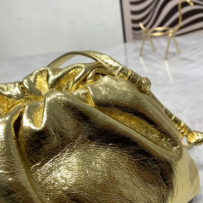 Bottega Veneta Gold Crossbody Satchel Bag - Image 4