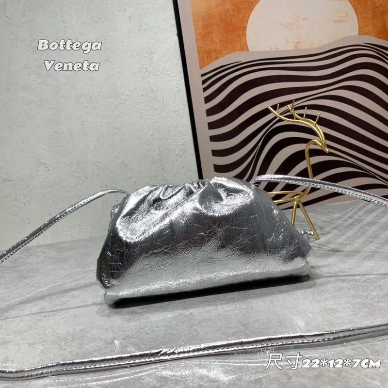 Bottega Veneta Silver Satchel Crossbody Bag