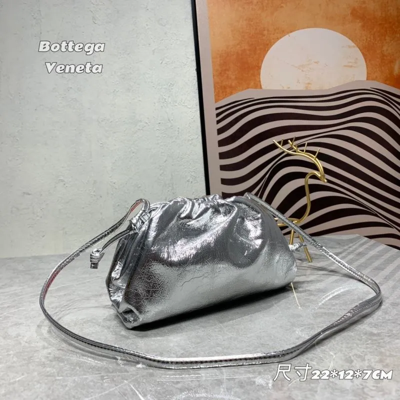 Alternative view of Bottega Veneta Silver Satchel Crossbody Bag