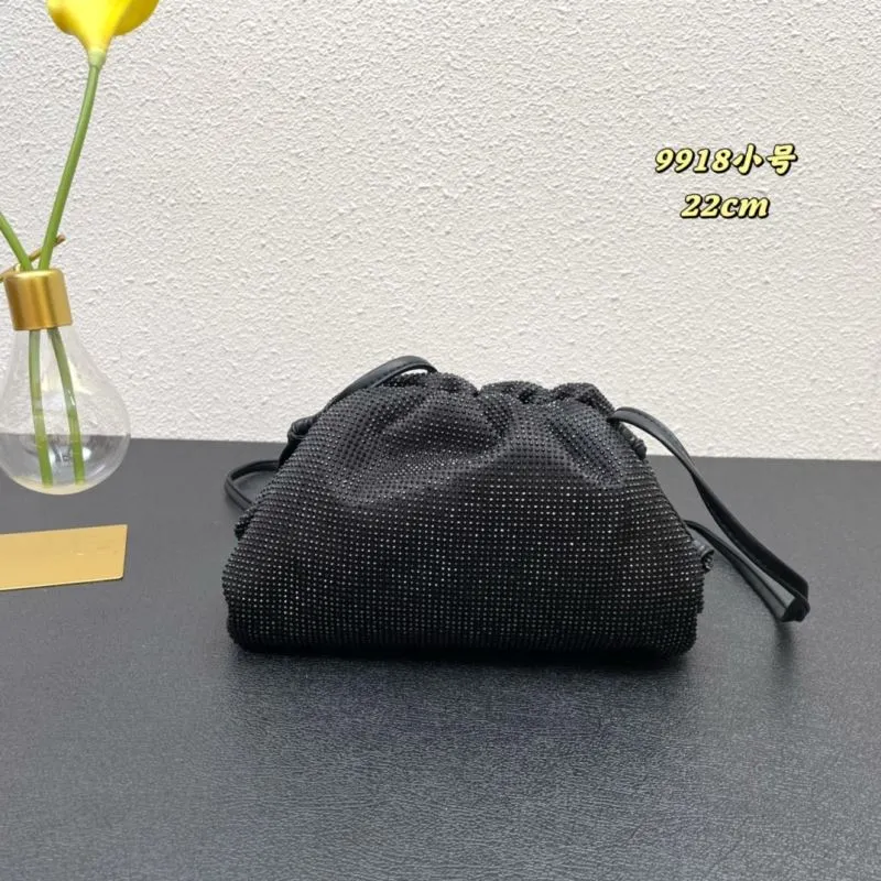 BV Small Black Rhinestone Satchel Crossbody Bag 9918