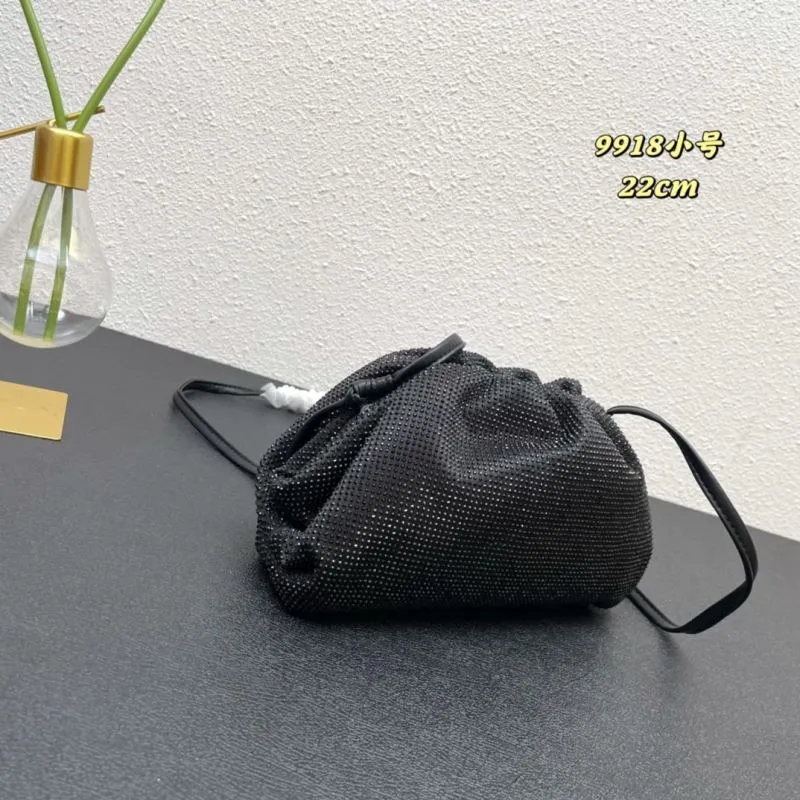 Alternative view of BV Small Black Rhinestone Satchel Crossbody Bag 9918