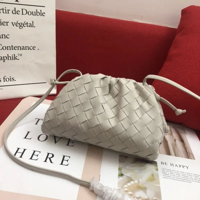 BV Woven Crossbody Bucket Bag Light Gray 313