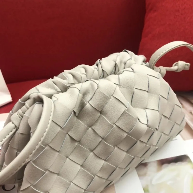 Alternative view of BV Woven Crossbody Bucket Bag Light Gray 313