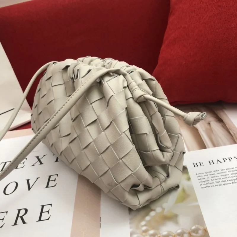 BV Woven Crossbody Bucket Bag Light Gray 313 - Image 3