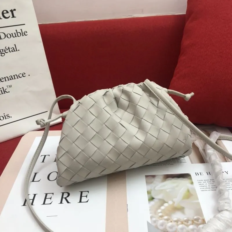 BV Woven Crossbody Bucket Bag Light Gray 313 - Image 5