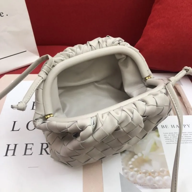 BV Woven Crossbody Bucket Bag Light Gray 313 - Image 7