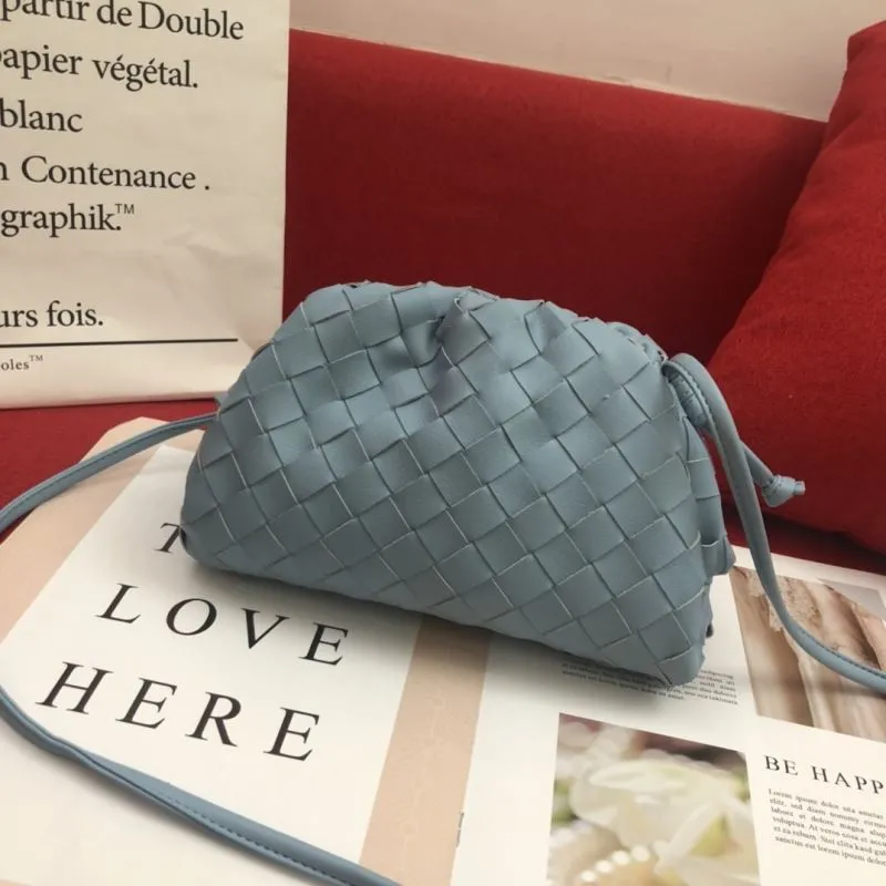 BV Light Blue Woven Crossbody Satchel Bag 315