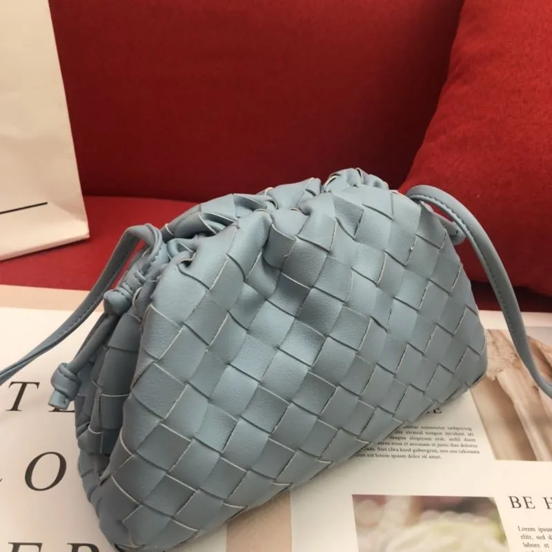 Alternative view of BV Light Blue Woven Crossbody Satchel Bag 315