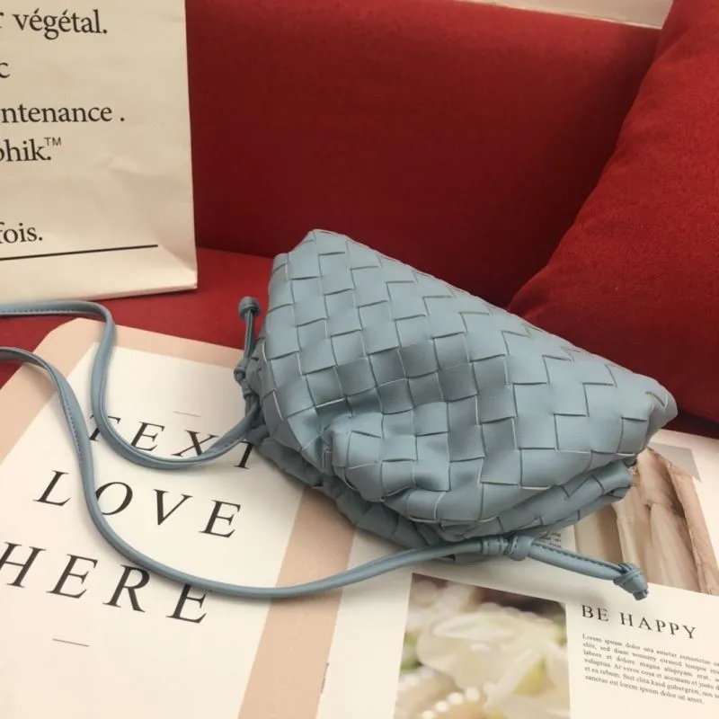 BV Light Blue Woven Crossbody Satchel Bag 315 - Image 4