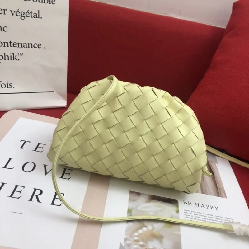 BV Light Yellow Woven Satchel Bag 316