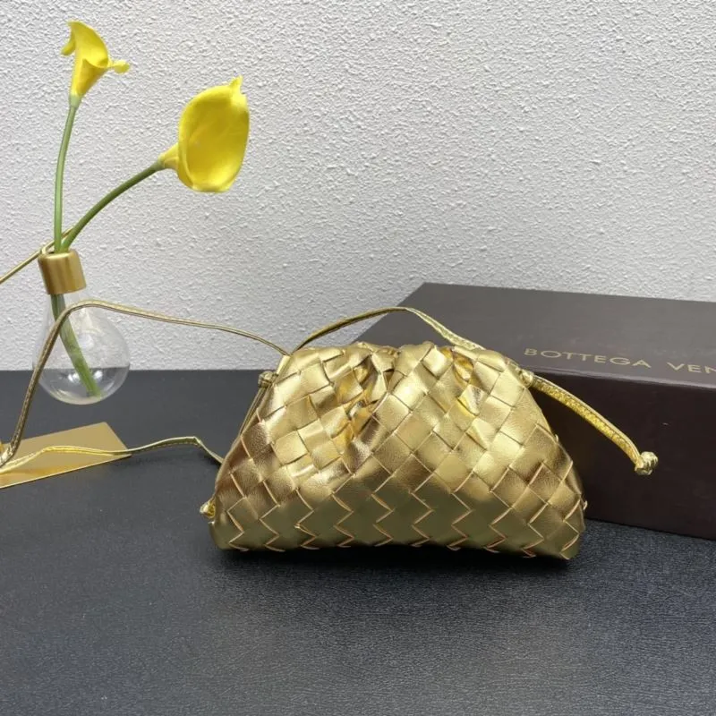 Bottega Veneta Gold Woven Crossbody Bag 320