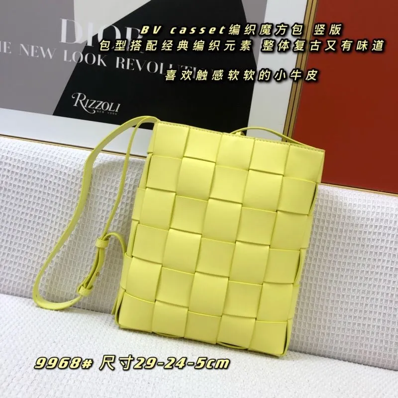 Alternative view of BV 9968 Yellow Woven Vertical Cassette Satchel Bag