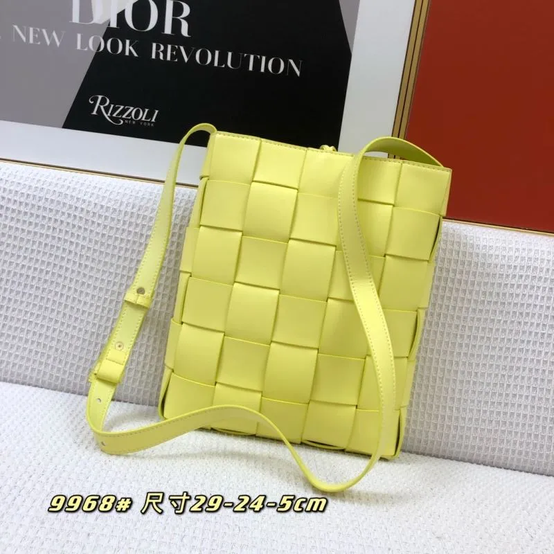 BV 9968 Yellow Woven Vertical Cassette Satchel Bag - Image 3