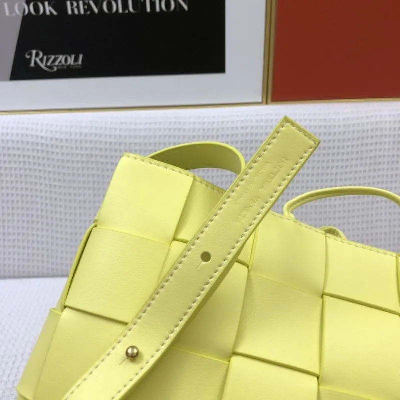 BV 9968 Yellow Woven Vertical Cassette Satchel Bag - Image 5