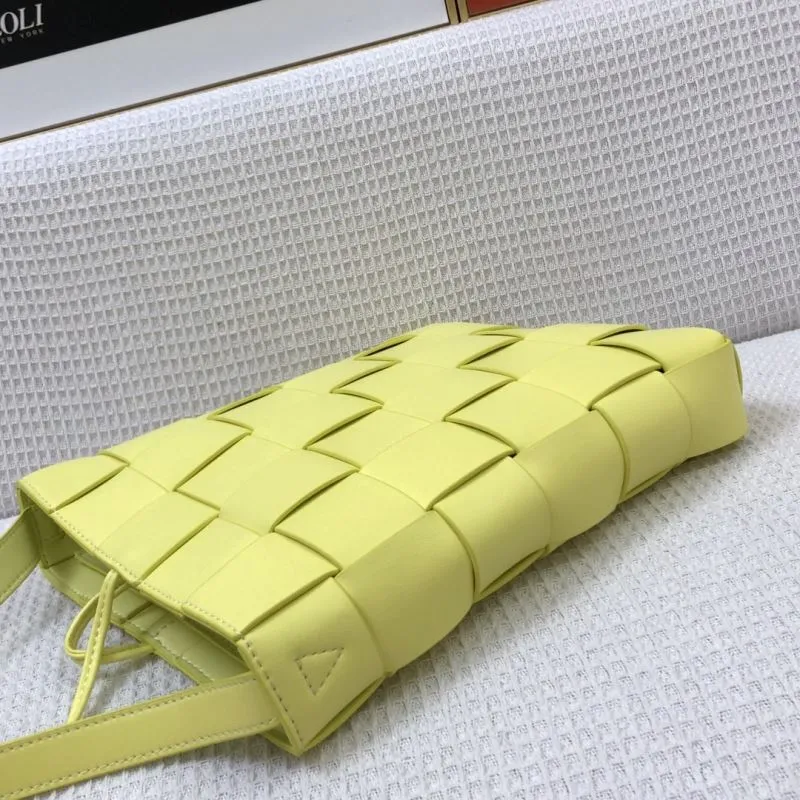 BV 9968 Yellow Woven Vertical Cassette Satchel Bag - Image 6