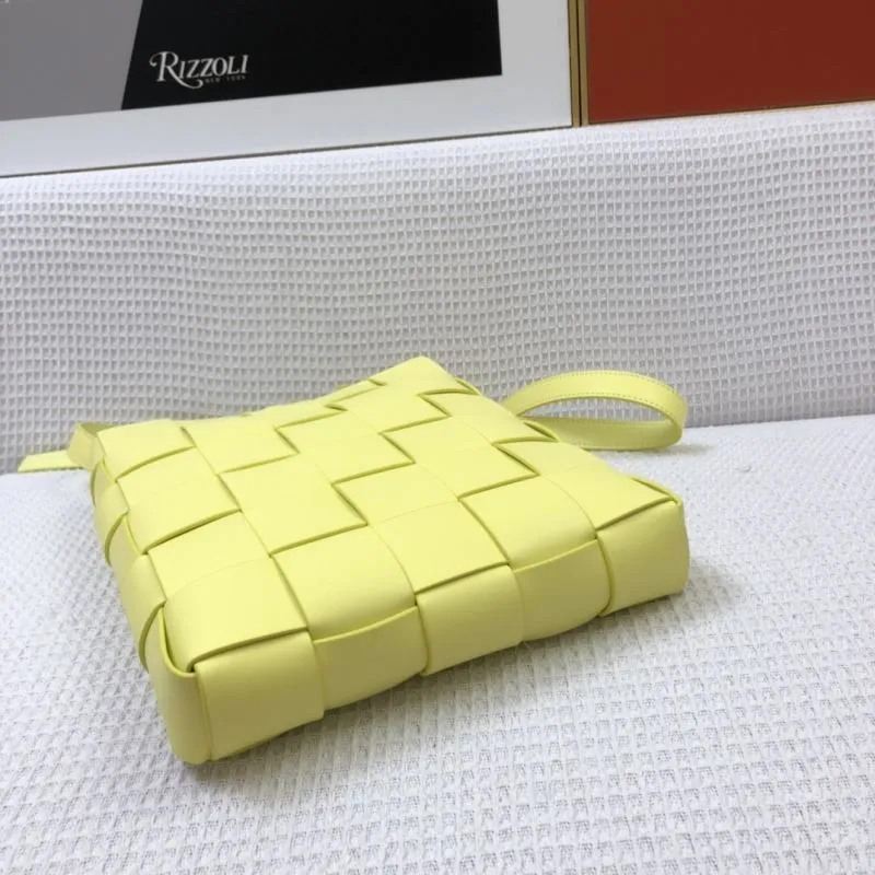 BV 9968 Yellow Woven Vertical Cassette Satchel Bag - Image 7