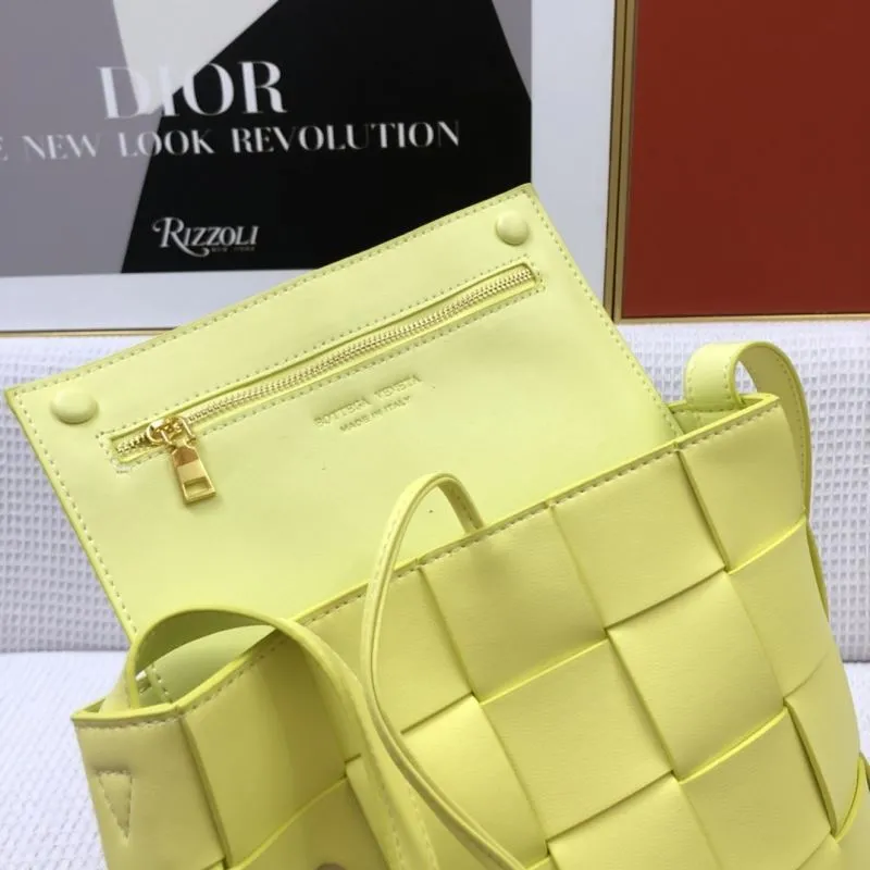 BV 9968 Yellow Woven Vertical Cassette Satchel Bag - Image 8