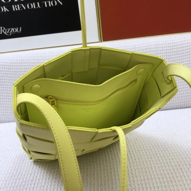 BV 9968 Yellow Woven Vertical Cassette Satchel Bag - Image 9