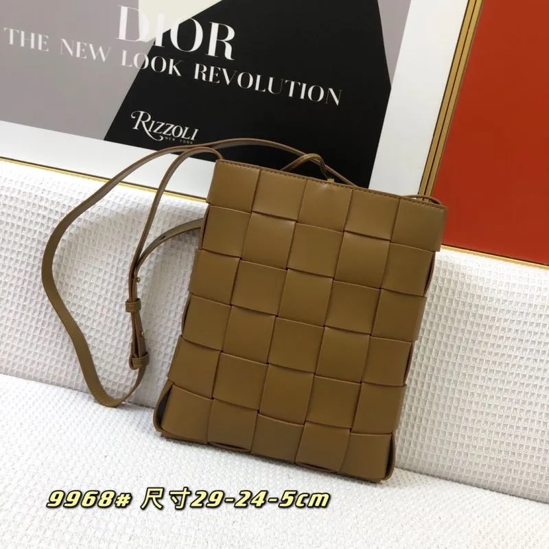 Alternative view of BV Brown Woven Vertical Satchel Bag 9968