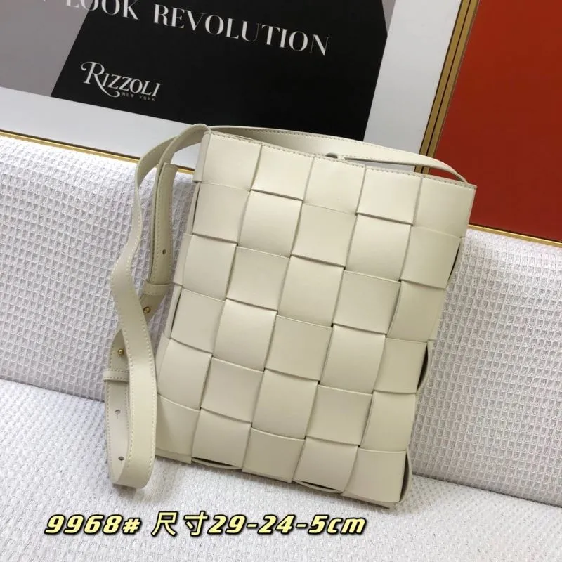 BV Cassette Vertical Woven Leather Satchel Bag Cream 9968 - Image 3