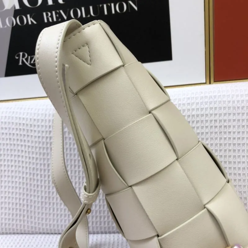 BV Cassette Vertical Woven Leather Satchel Bag Cream 9968 - Image 5