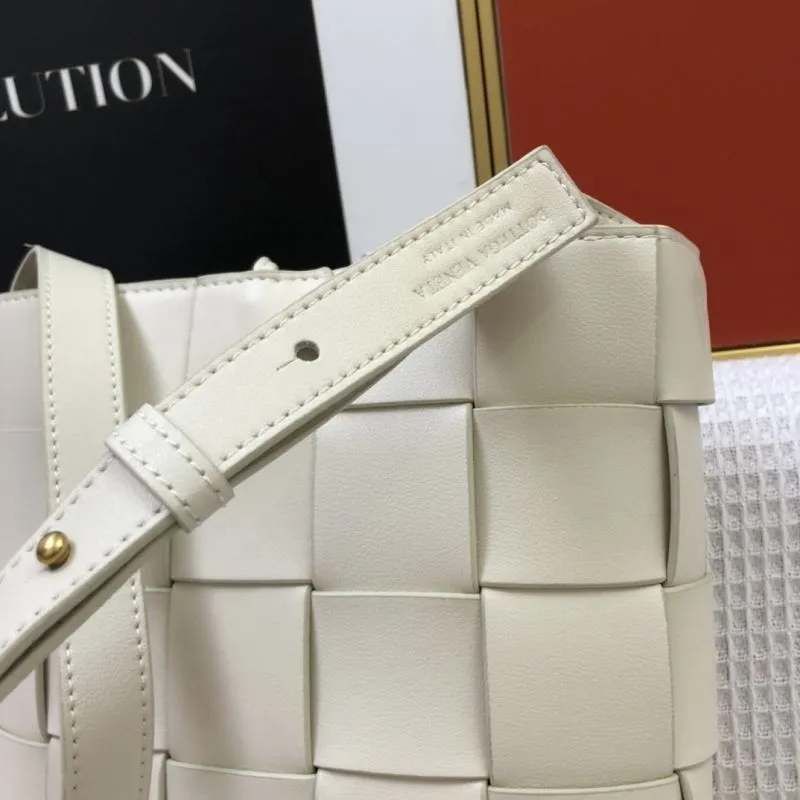 BV Cassette Vertical Woven Leather Satchel Bag Cream 9968 - Image 6