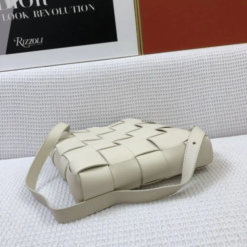 BV Cassette Vertical Woven Leather Satchel Bag Cream 9968 - Image 7