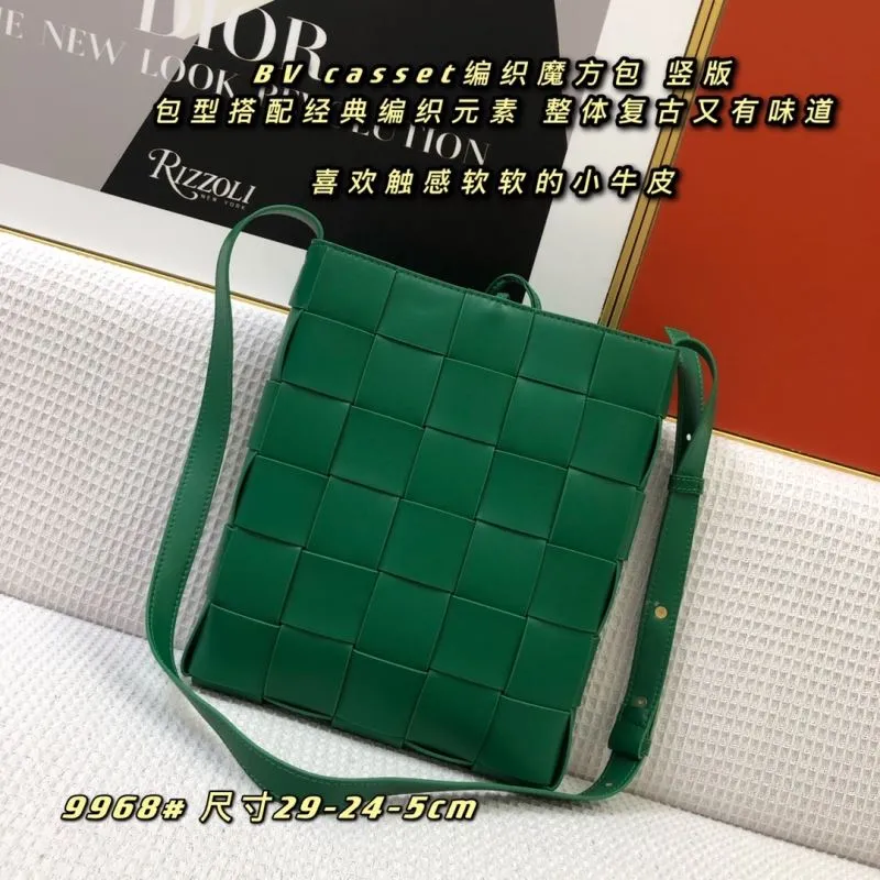BV Green Woven Cassette Crossbody Bag 9968