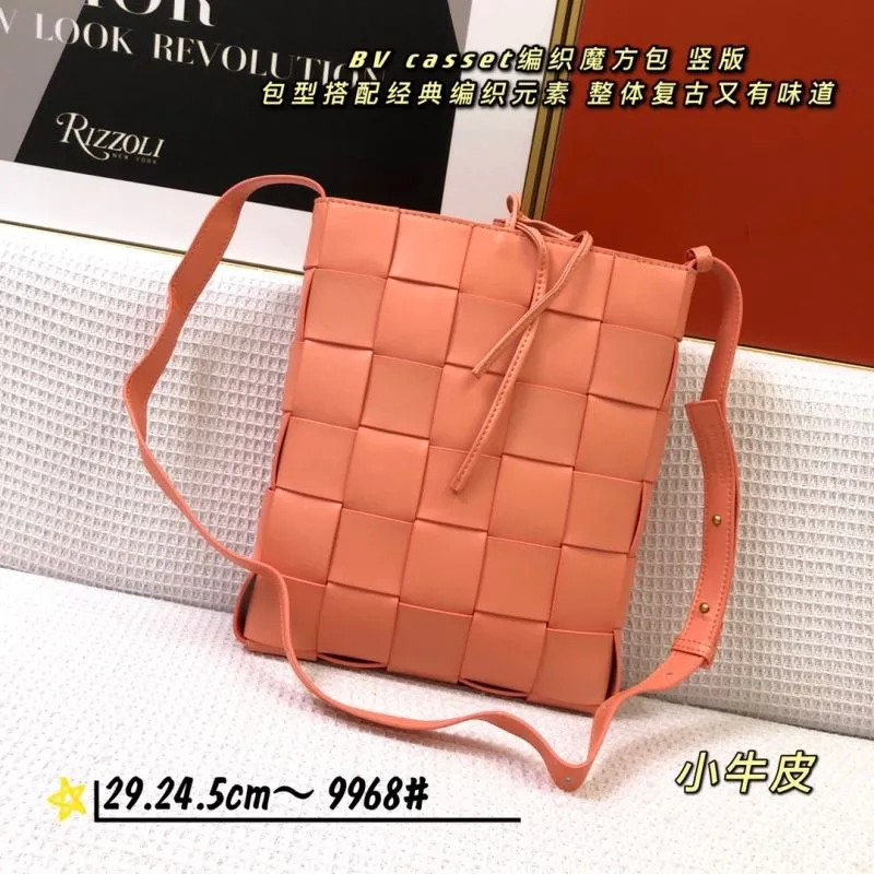 BV Cassette Vertical Woven Calf Leather Satchel Bag 9968