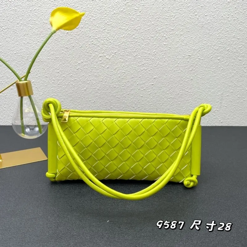 BV Lime Green Woven Satchel Bag 9587 Size 28