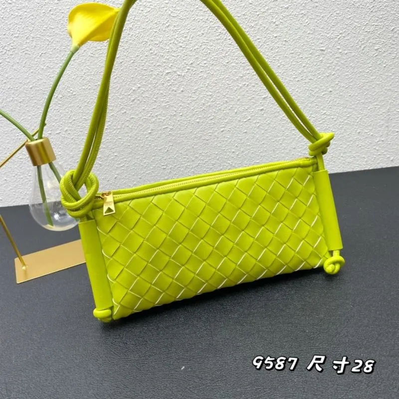 Alternative view of BV Lime Green Woven Satchel Bag 9587 Size 28