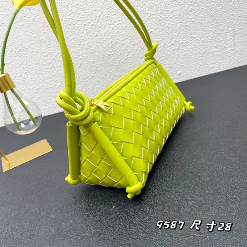 BV Lime Green Woven Satchel Bag 9587 Size 28 - Image 3