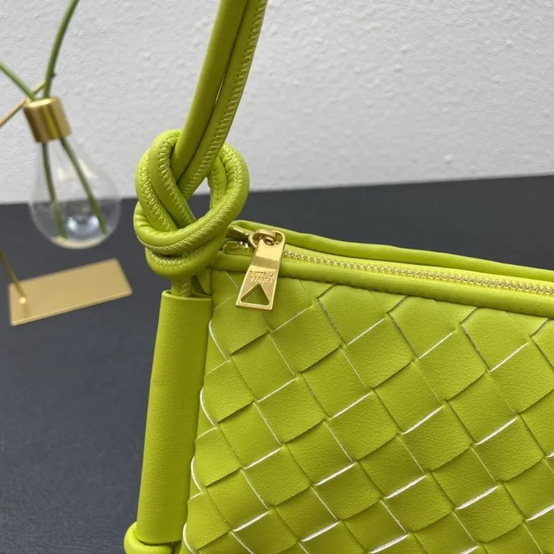 BV Lime Green Woven Satchel Bag 9587 Size 28 - Image 4