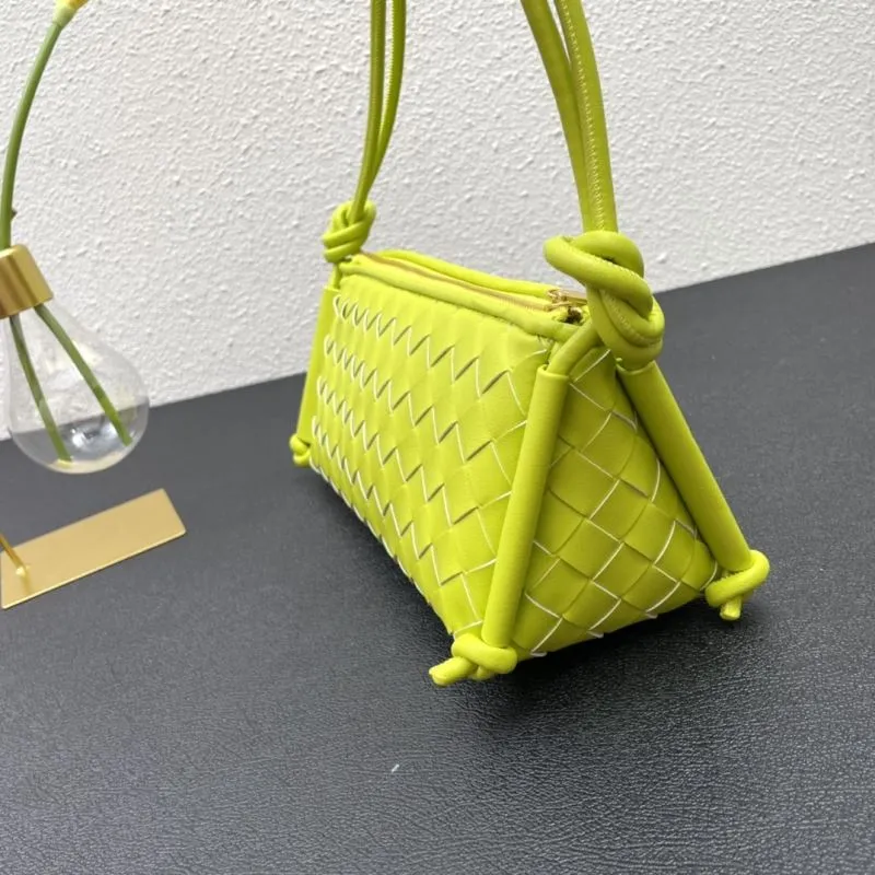 BV Lime Green Woven Satchel Bag 9587 Size 28 - Image 5
