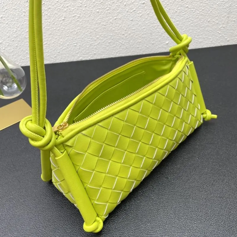 BV Lime Green Woven Satchel Bag 9587 Size 28 - Image 9