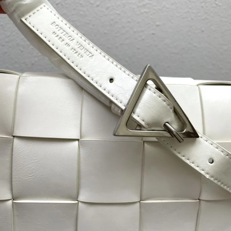 Bottega Veneta White Leather Satchel Bag S03040 23cm - Image 5